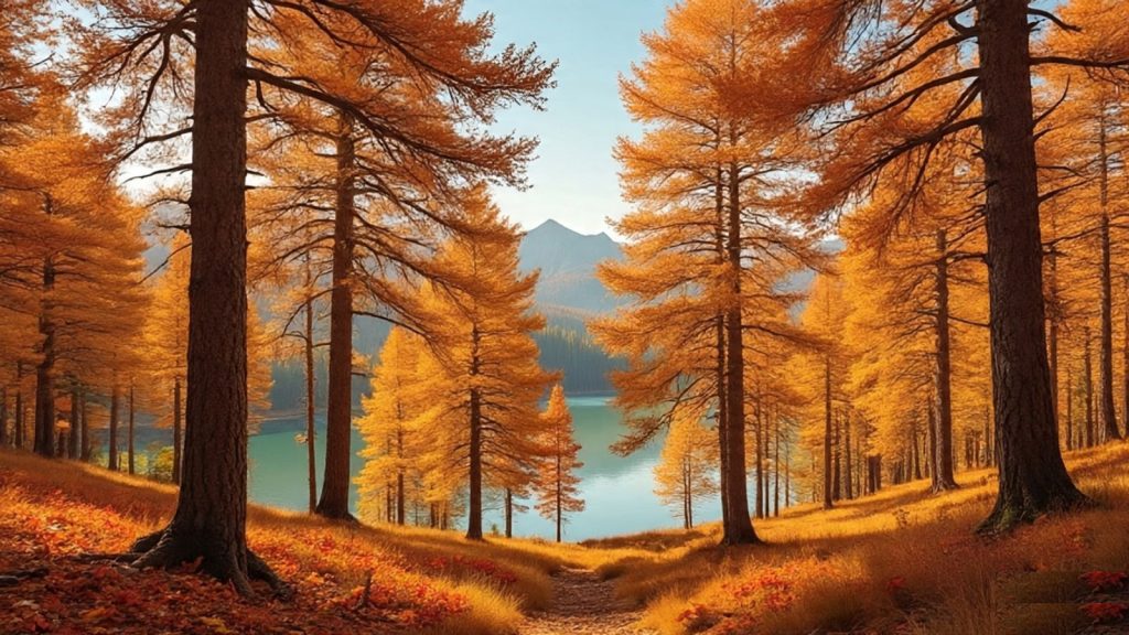Golden Larches at Peak Fall Colors in Idaho