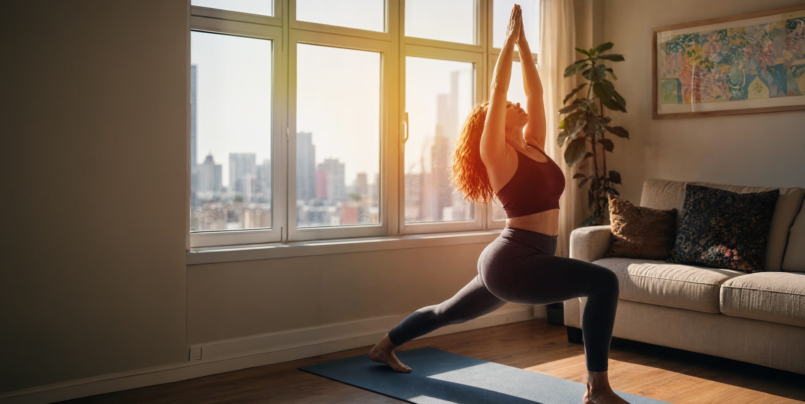 Woman stretching during a home workout