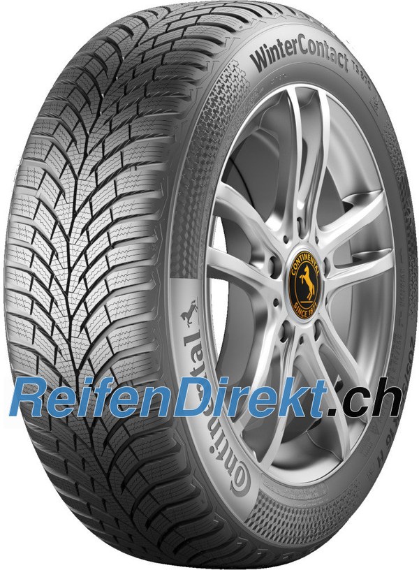 Comparing Tyre Brands Online: How to Choose Between Continental, Dunlop, Pirelli, Yokohama and Hankook Continental winter tyre on a silver alloy wheel with Reifendirekt watermark