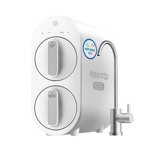 Waterdrop tankless under-sink reverse osmosis system with chrome drinking water tap