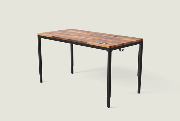 Desktronic HomeMax four-leg electric desk with wooden top and black frame