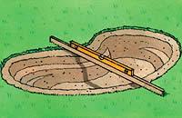 Marking out the shape of a new garden pond