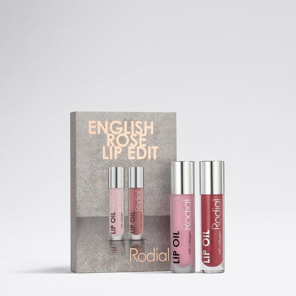 Rodial English Rose Lip Edit with two collagen lip oils