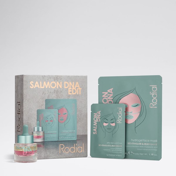 Rodial Salmon DNA Edit gift box with Water Oil and hydrogel mask