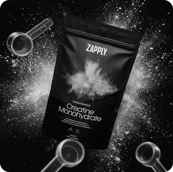 Zapply Creatine+ pouch with scoops and creatine powder